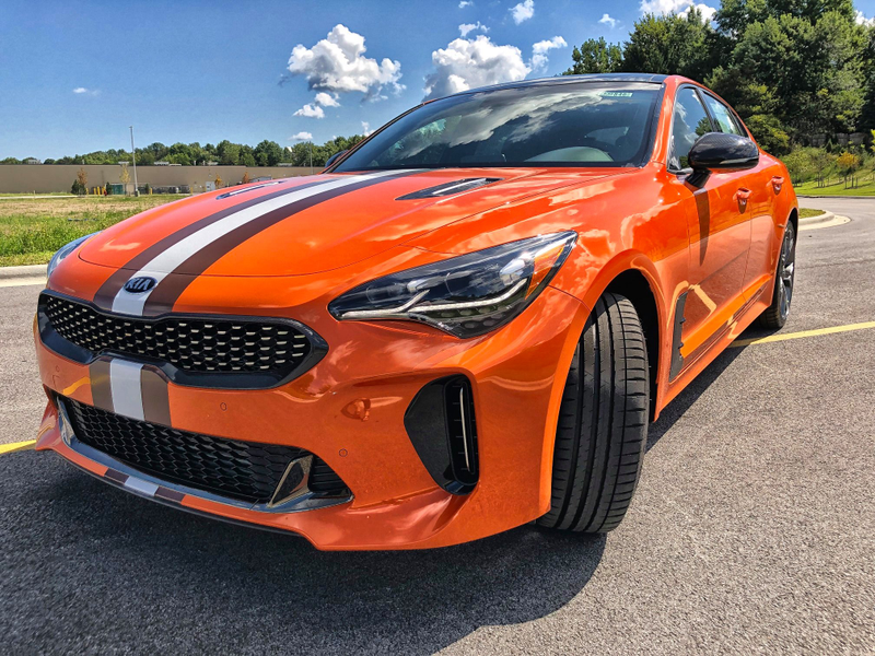 Illustration for article titled Someone Thought This Cleveland Browns-Themed Kia Stinger GTS Was A Good Idea